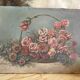 Toile Panier de fleurs 1940 signé