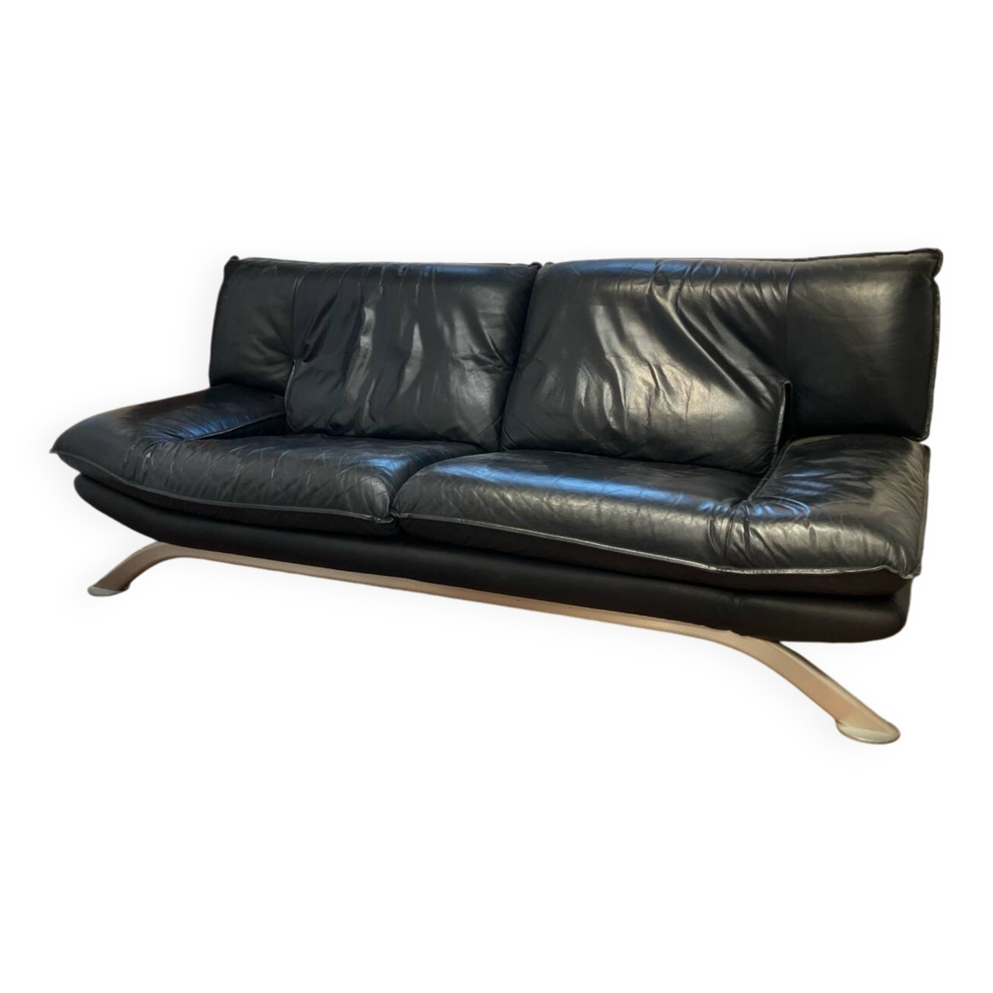 Nicoletti Italian black leather sofa