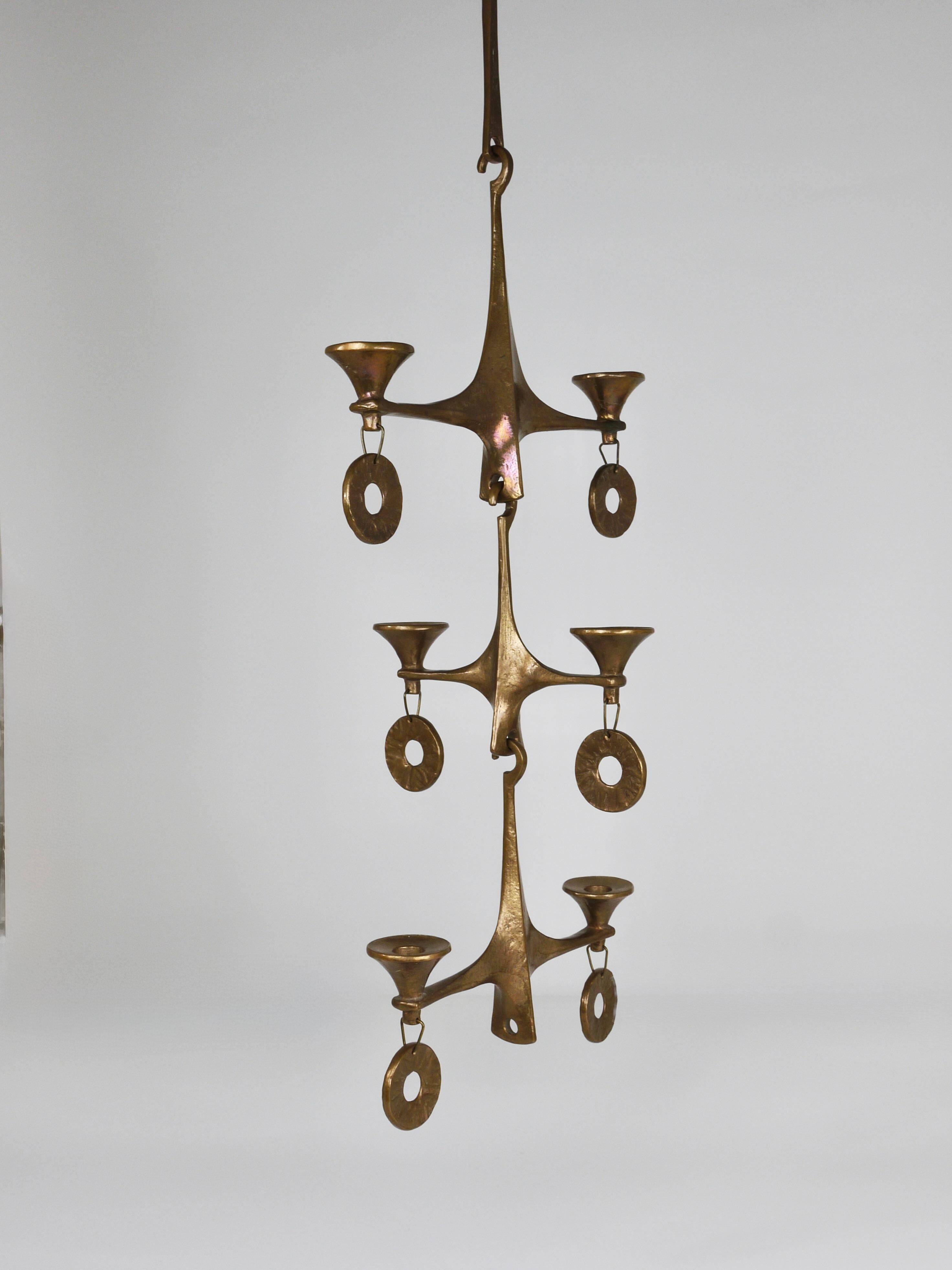 Grand Chandelier Suspended Candelabrum Brutalist Michael Harjes, 1970s