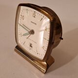 "Famous" alarm clock, automatic calendar model, vintage circa 1950, perfect condition