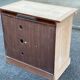 Buffet Louis Philippe deux portes meuble TV rénové en bois massif merisier brut