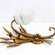 Gold leaf gilded metal wheat sheaf wall light 1950