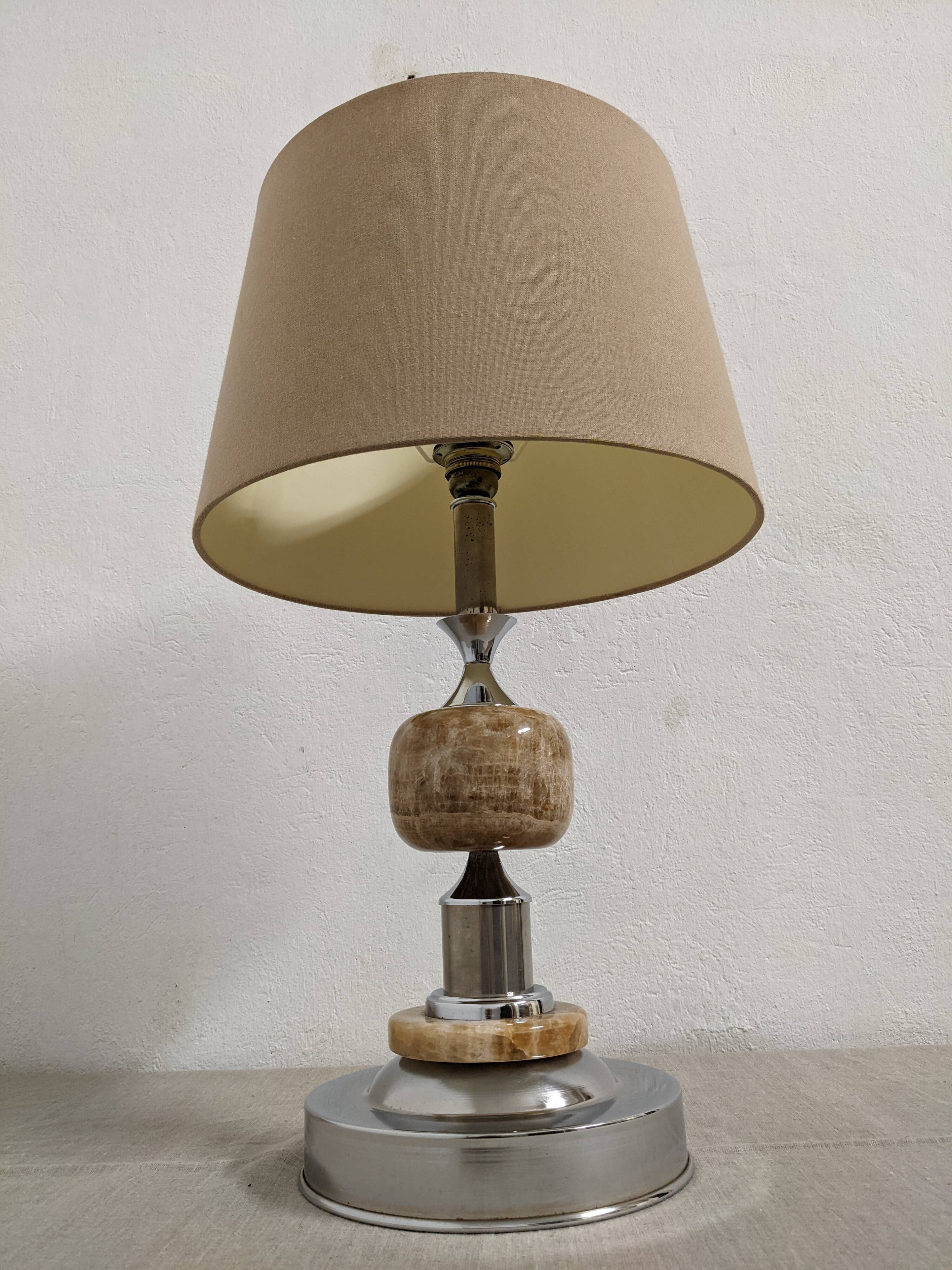 Living lamp in onyx and chromed metal from the 60s/70s