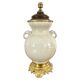 Pied de lampe en porcelaine chinoise émaillée blanche ivoire craquelée - Qing - Chine XIXe