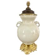 Vase and lamp foot in Chinese porcelain enamelled white cracked ivory - Qing - China XIXth
