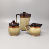 Brown Coffee Set in Faenza Ceramic. Handmade Made in Italy 1970