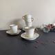 5 antique porcelain espresso cups in aqua green and gold trim