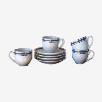 Coffee cups made of fine vintage porcelain blue and gold