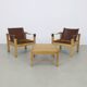 Safari Easy Chairs in Leather + Coffee Table by Carl Heinz Bergmiller, 1970
