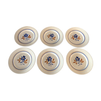 6 Gien Claude style dessert plates