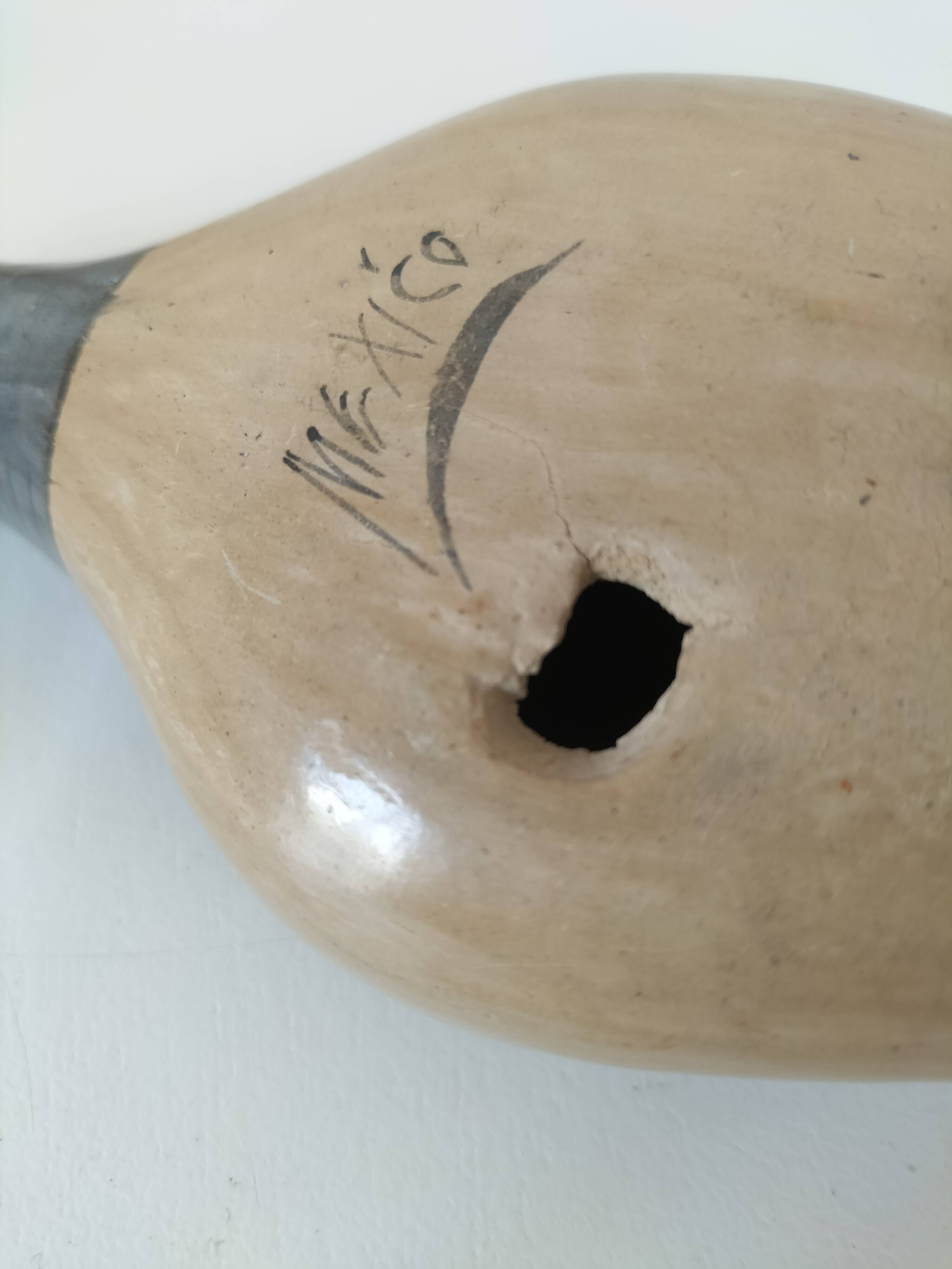 Vintage Mexican ceramic duck hand decorated