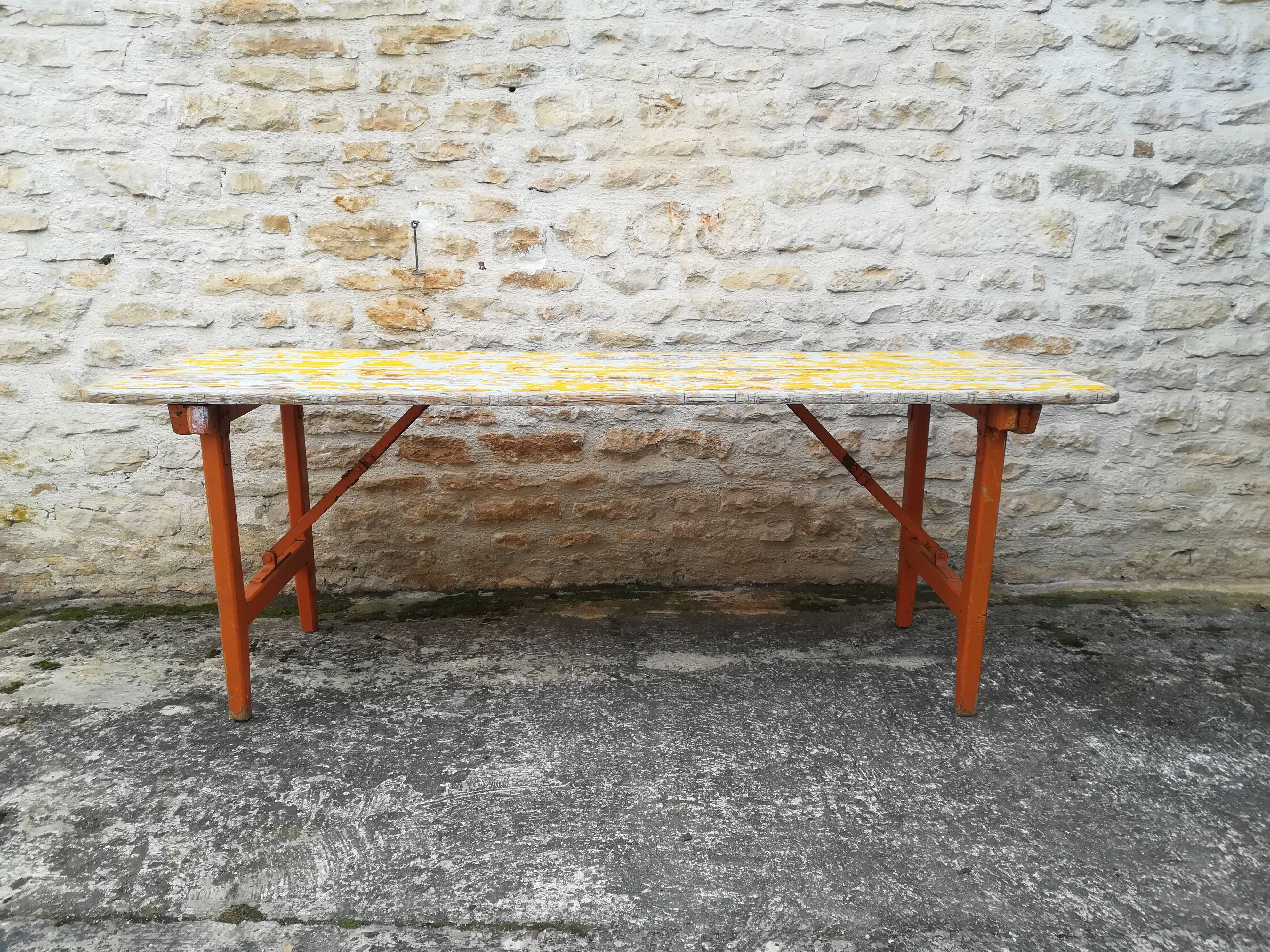 Folding brewery table