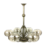 Art Deco chandelier in metal and tinted glass