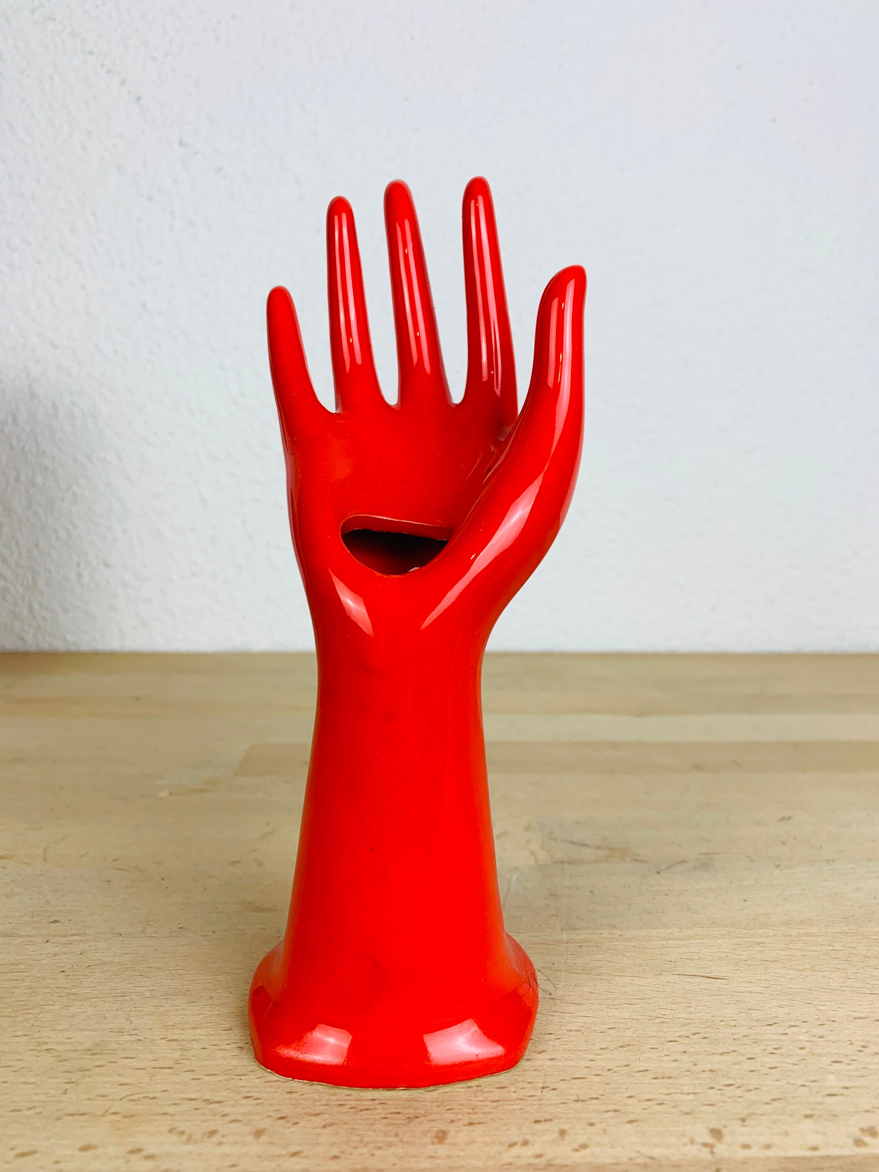 Hand baguier soliflore ceramic red