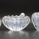 Set of 3 Blue Ercole Barovier "Bullicante" Murano Glass Vase for Barovier &