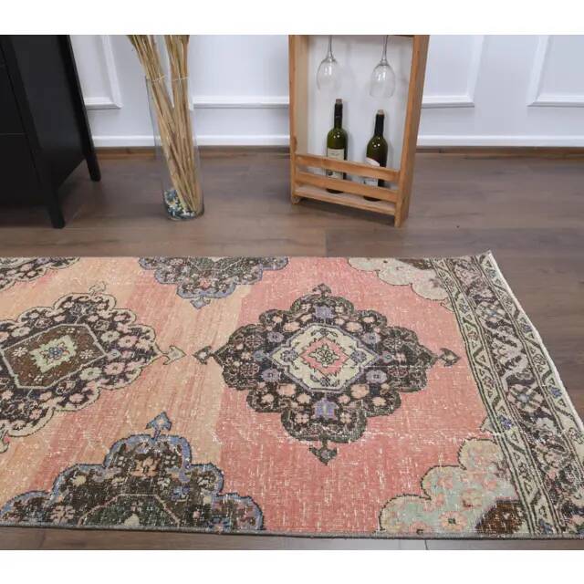 Vintage Turkish Oushak Handmade Wool Cotton Orange Runner Rug 92x378