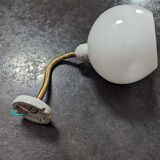 Old opaline brass globe wall light & art deco porcelain base 1930 Ø 13 cm