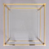 Pair Renato Zevi Brass square side tables 1970s Italy