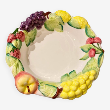 Plat / saladier / coupe à fruits en barbotine italienne