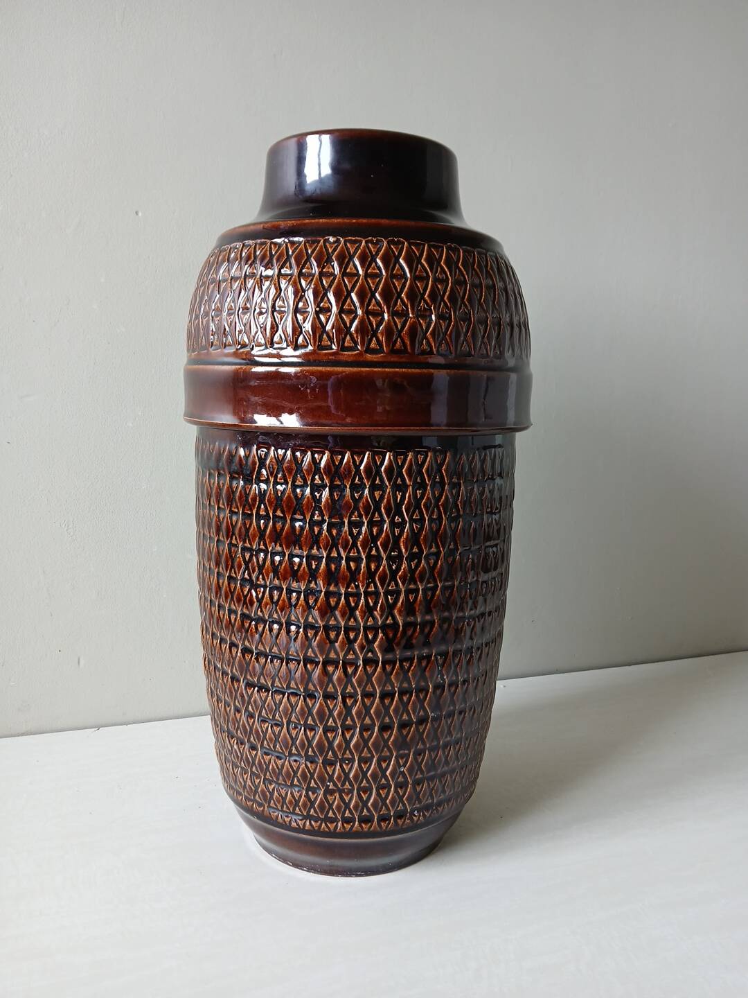 Large floor vase Jasba West Germany 42 cm – Fat Lava brown 1960s