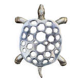 Vintage silver metal turtle trivet