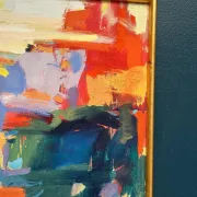 Original Oil on Canvas – “Abstract” by Ubaid Syed – Signed – Vintage & Framed – 53 × 43 cm (20.9" × 16.9")