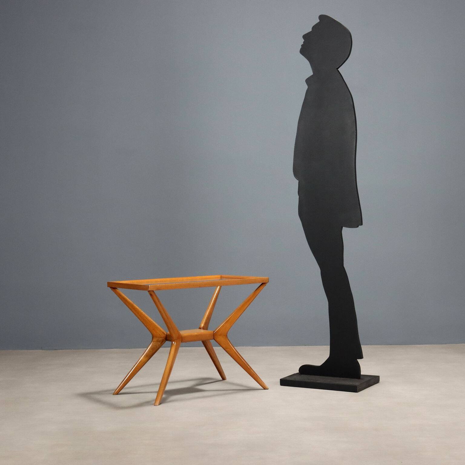 Table basse rectangulaire vintage en bois et verre, design italien des années 60