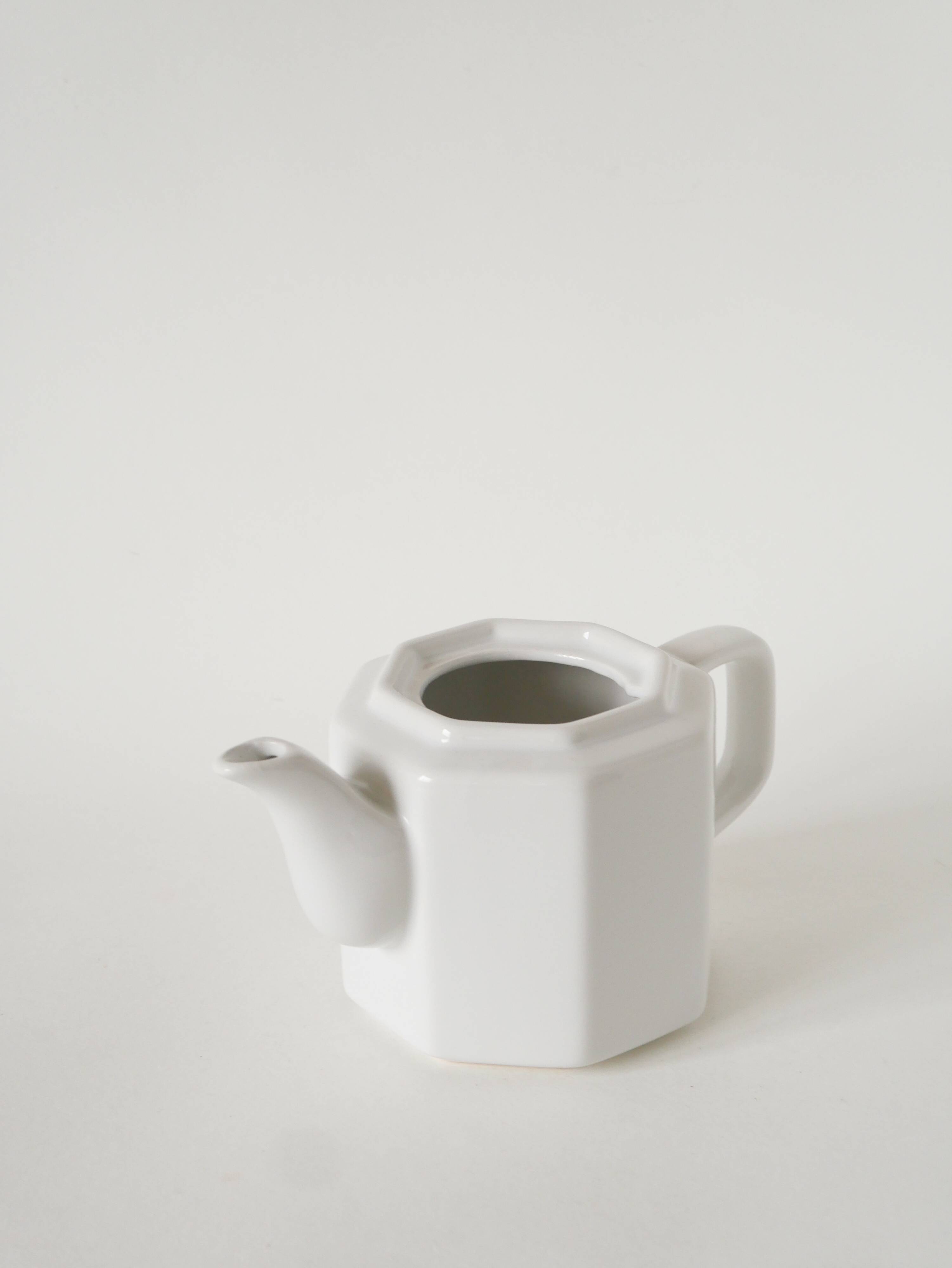 Large faceted ceramic teapot, White, 1950