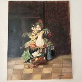 Oil painting on canvas still life signed