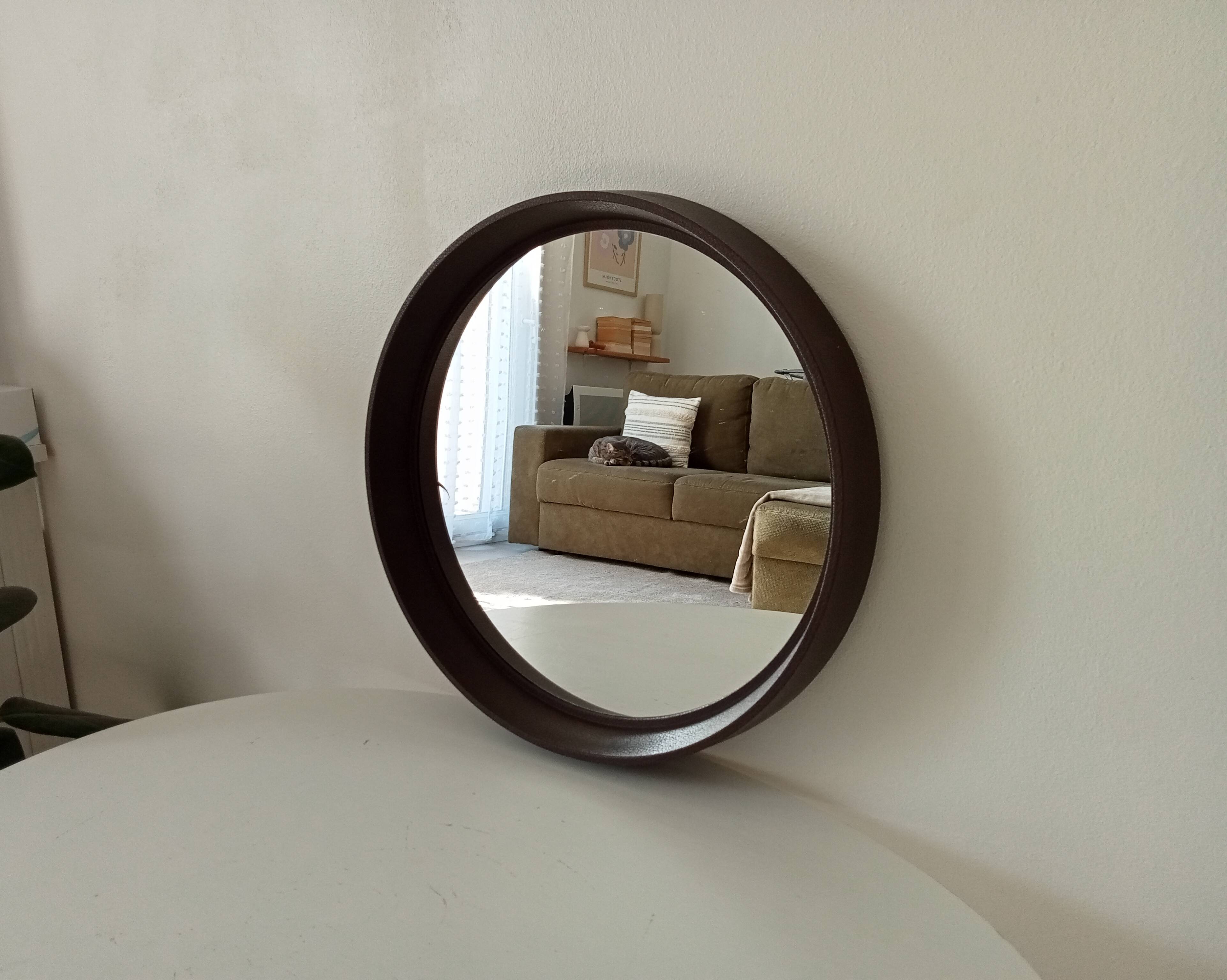 Miroir rond vintage Germany Lange Spiegel années 60/70