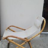 Vintage bamboo deck chair armchair 1950s Italy