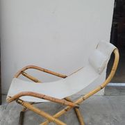 Vintage bamboo deck chair armchair 1950s Italy