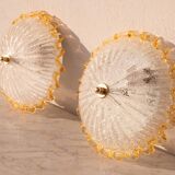 Set of 2 Charming Italian Yellow Murano Glass Ceiling Fixture, Murano, 1970