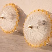 Set of 2 Charming Italian Yellow Murano Glass Ceiling Fixture, Murano, 1970