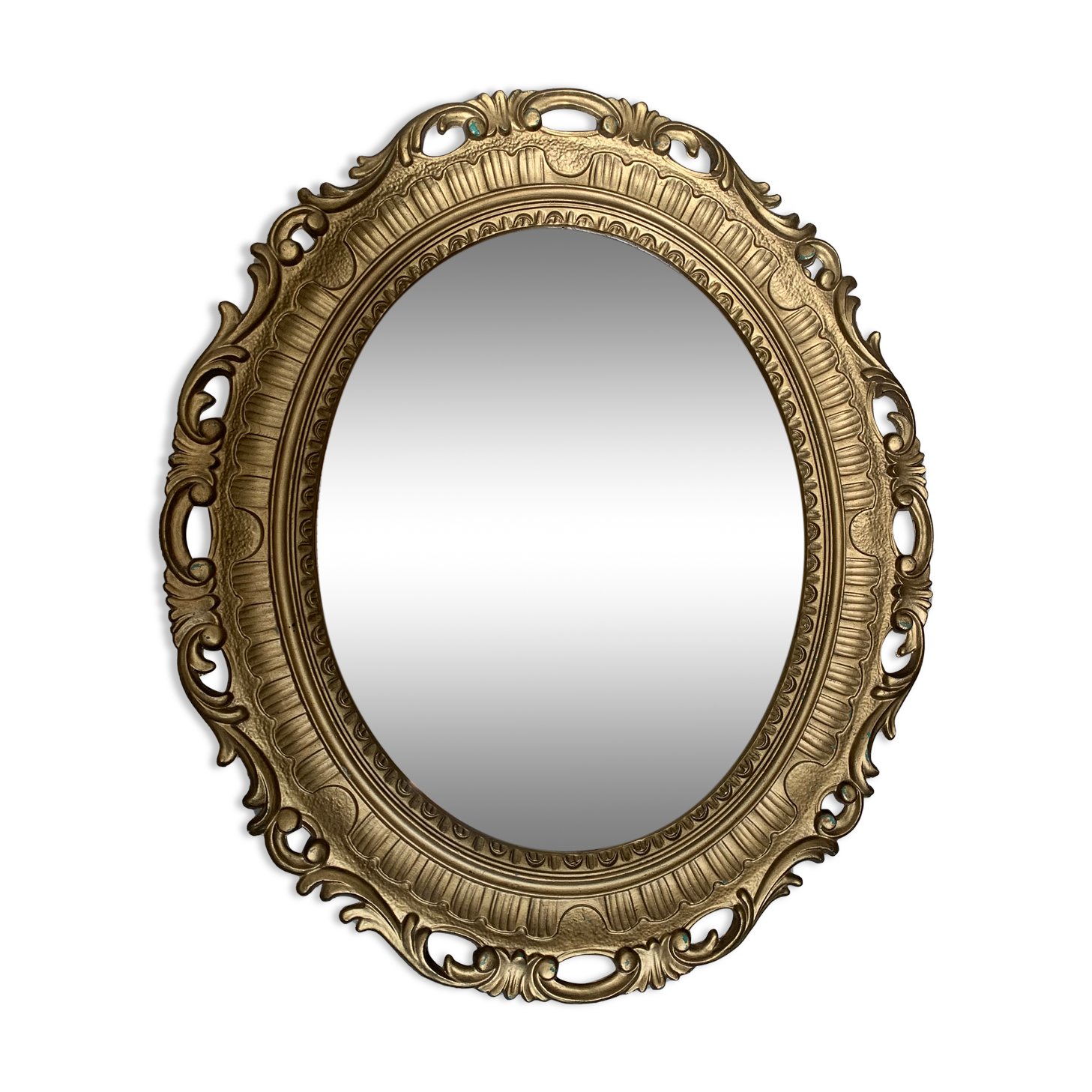 Miroir ovale doré années 70