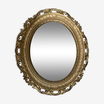 Golden oval mirror 70s