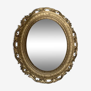 Miroir ovale doré années 70