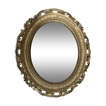 Golden oval mirror 70s