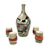 Liquor or sandstone sake service with abstract patterns