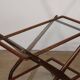 Vintage wooden and glass rolling trolley, 1960