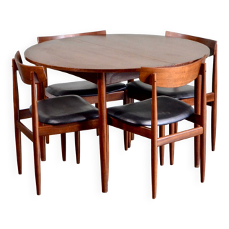 Table et chaises rondes extensibles en teck du milieu du siècle par G Plan.