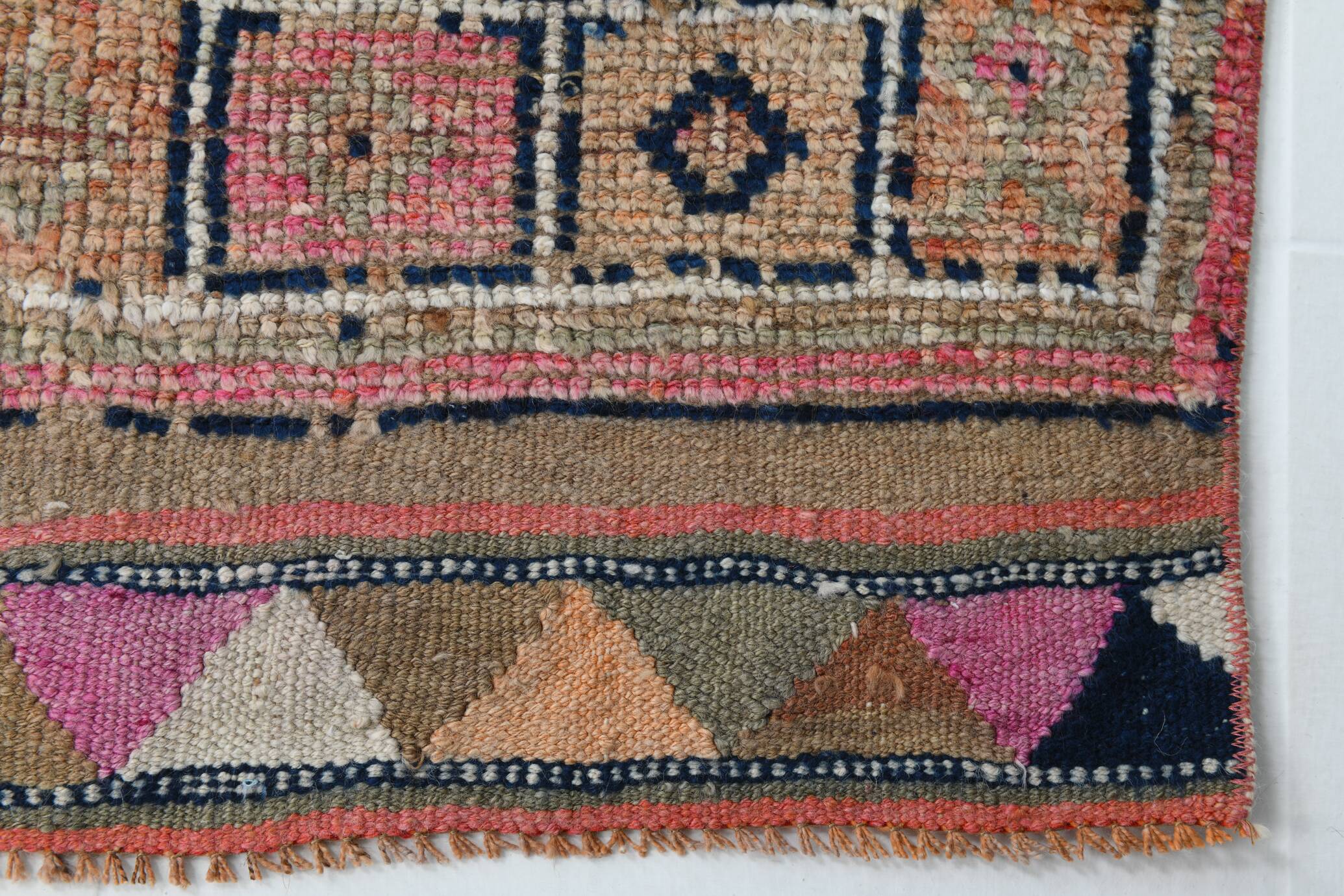 Navy Blue & Green Vintage Runner Rug, 80x323Cm