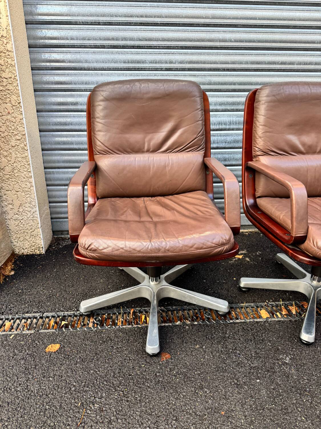 vintage leather and wood office/conference chair – st