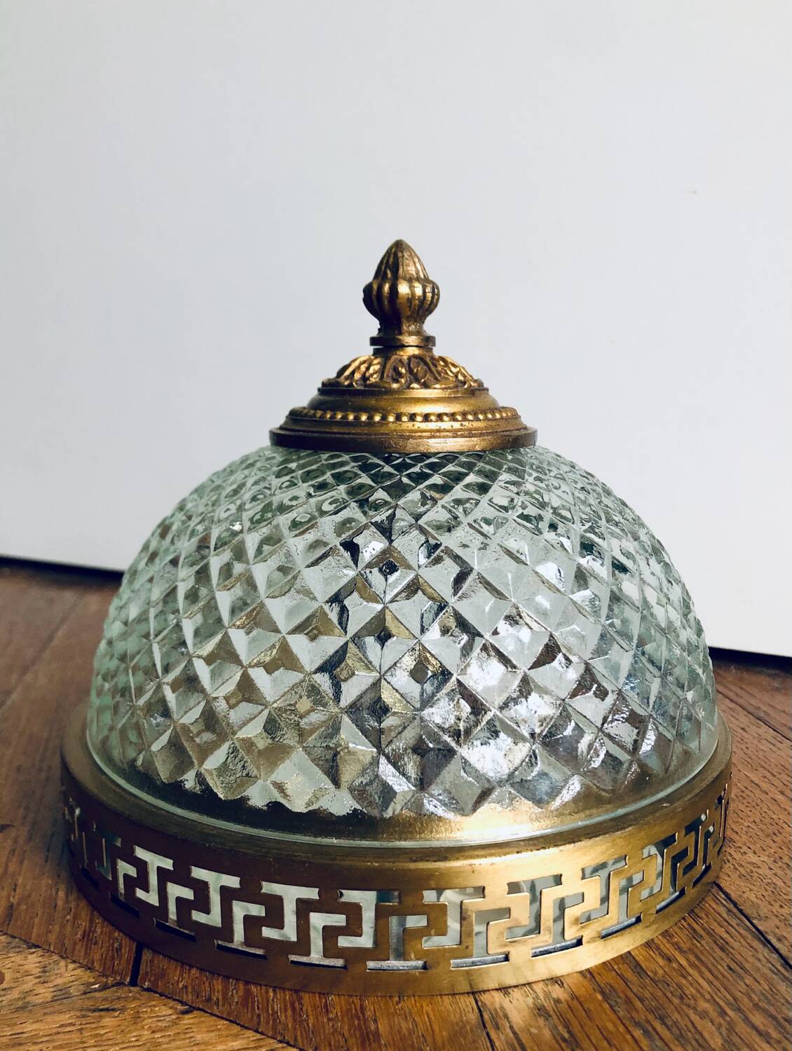 Antique glass and bronze ceiling light by Maison L.GAU