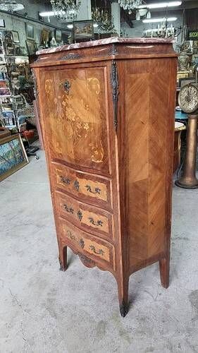Small antique rosewood secretary with marble top ref je
