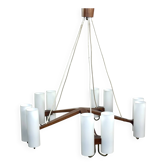 vintage Scandinavian chandelier 10 lights Östen Kristiansson for Luxus 1960s