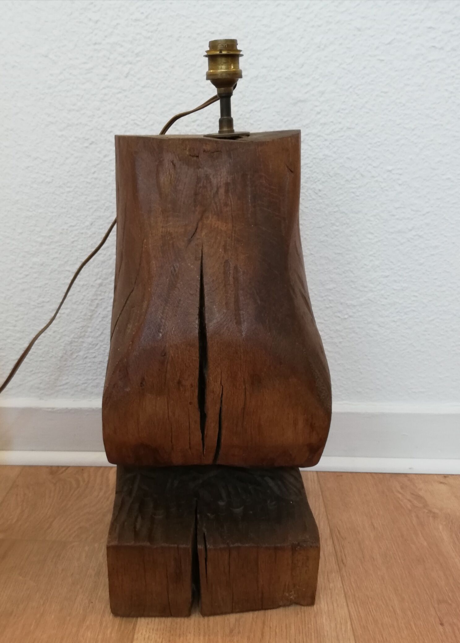 Solid wood floor lamp carved 50s