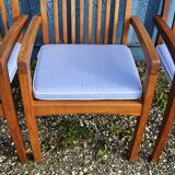 Stackable chair-armchair in solid teak with cushion by Vlaemynck