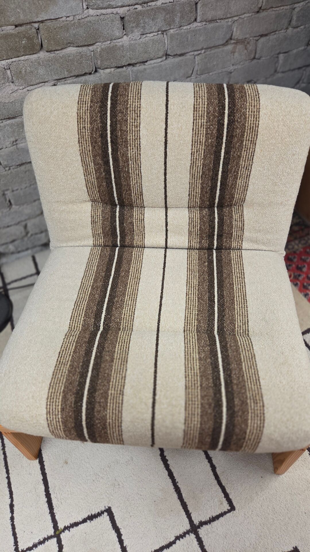 Pair of vintage 1970s armchairs in solid pine.