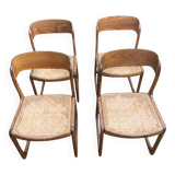 4 magnificent Baumann sled chairs, with caning.